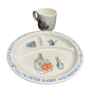 Vintage Peter Rabbit and Friends Childs Divided Melamine Plate & Cup‎ by Eden